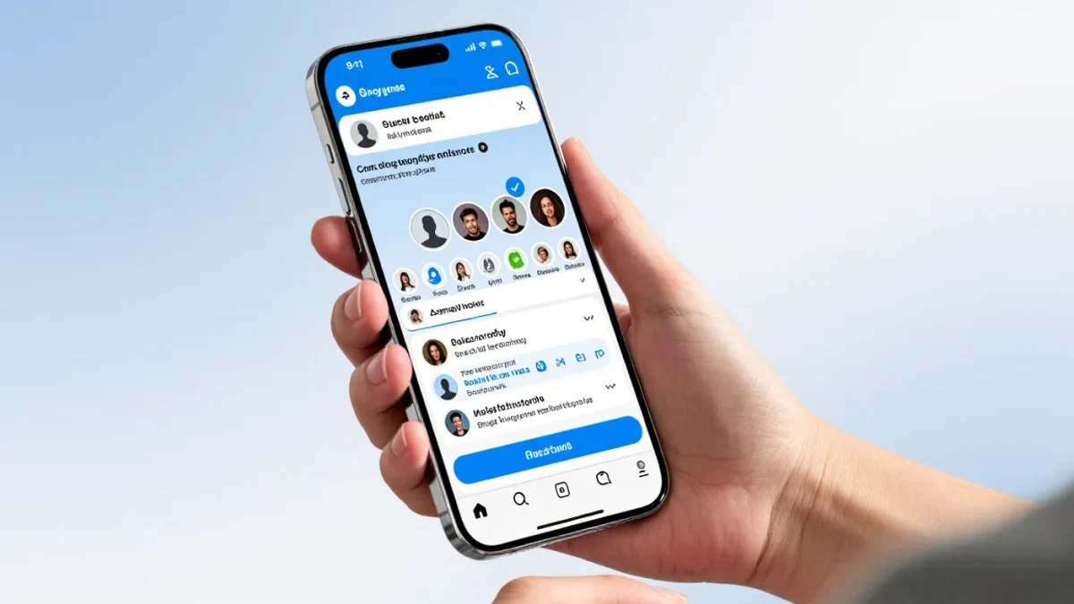 Close-up of a phone screen showing a profile verification badge