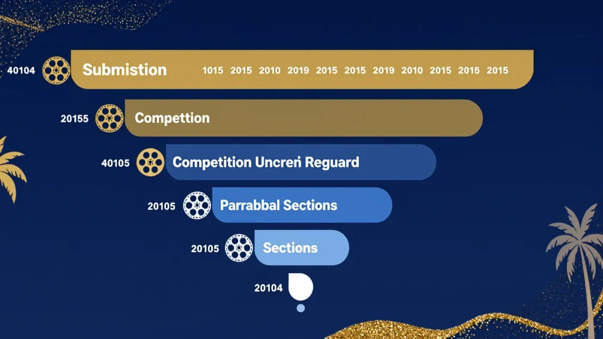 Infographic of a film festival selection funnel from submissions to sections