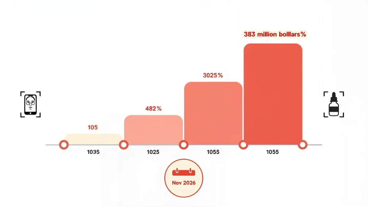 Infographic of beauty tech investment figures and launch timeline