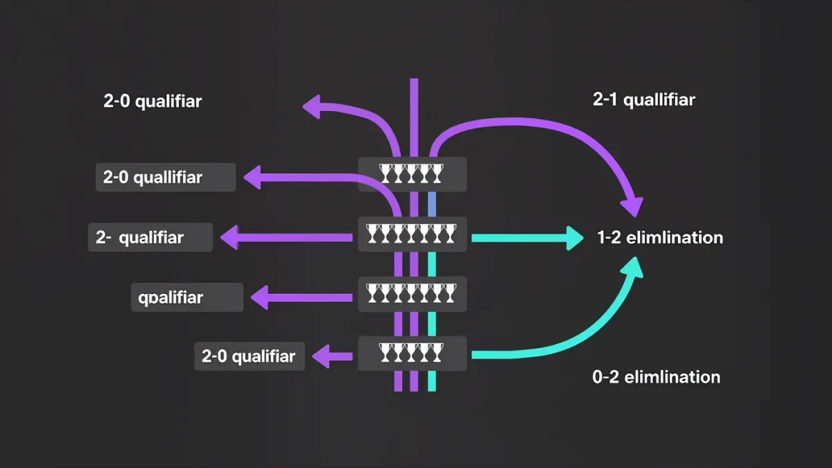 Diagram of a four-team GSL group bracket with five matches