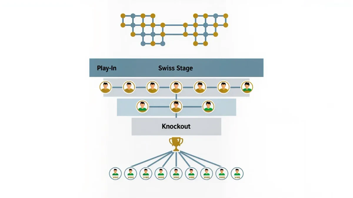 Infographic diagram of the Worlds tournament stages
