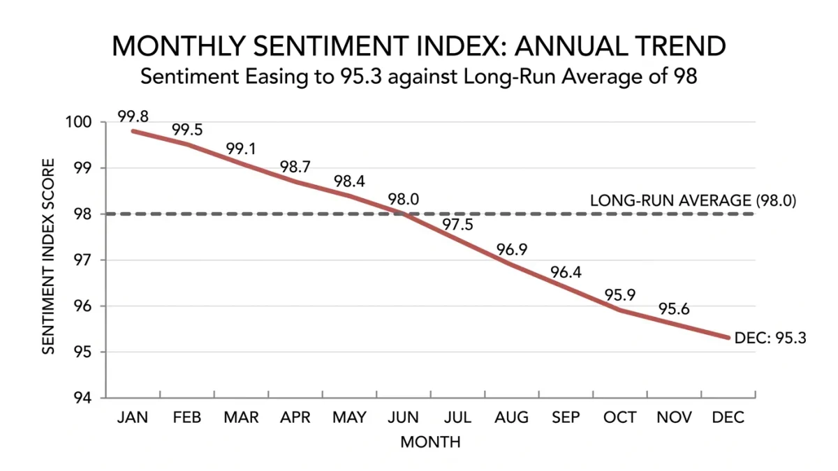 Line chart of optimism index dipping below its average