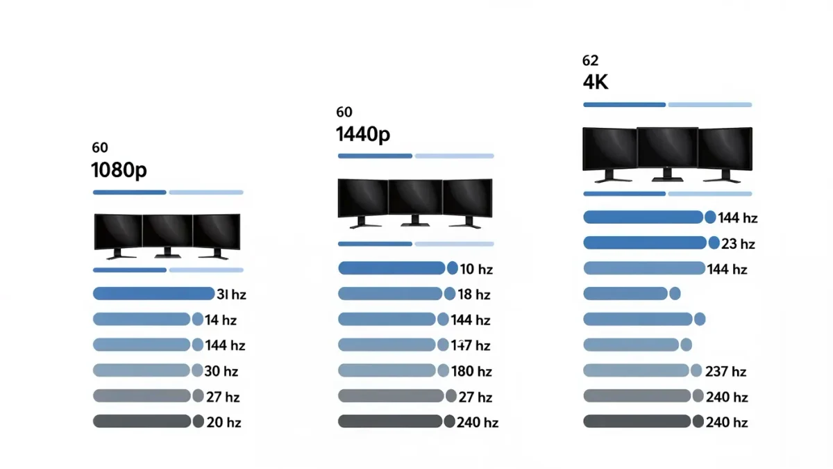 Infographic chart comparing monitor resolutions and refresh rates