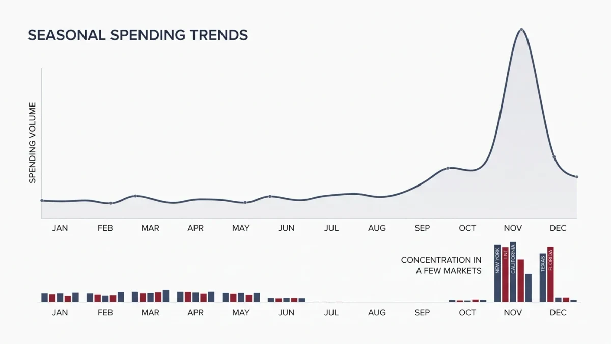 Spending spike chart concentrated in a few late months
