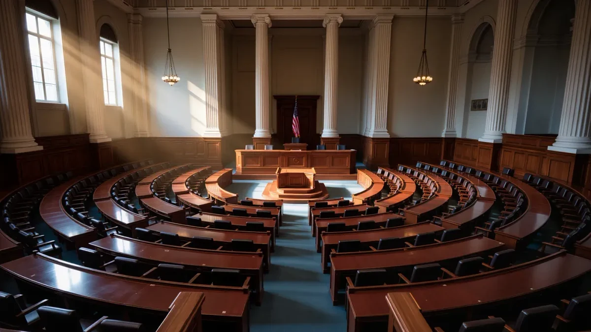 Empty chamber of the House of Representatives during a quiet morning