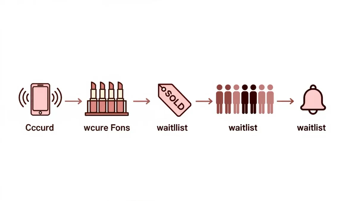 Editorial chart showing a lip balm moving from viral clip to sold out waitlist and restock
