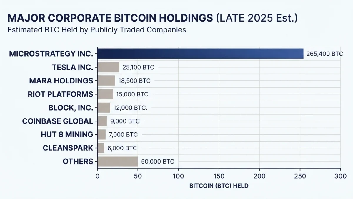 Bar chart of corporate bitcoin holdings by company