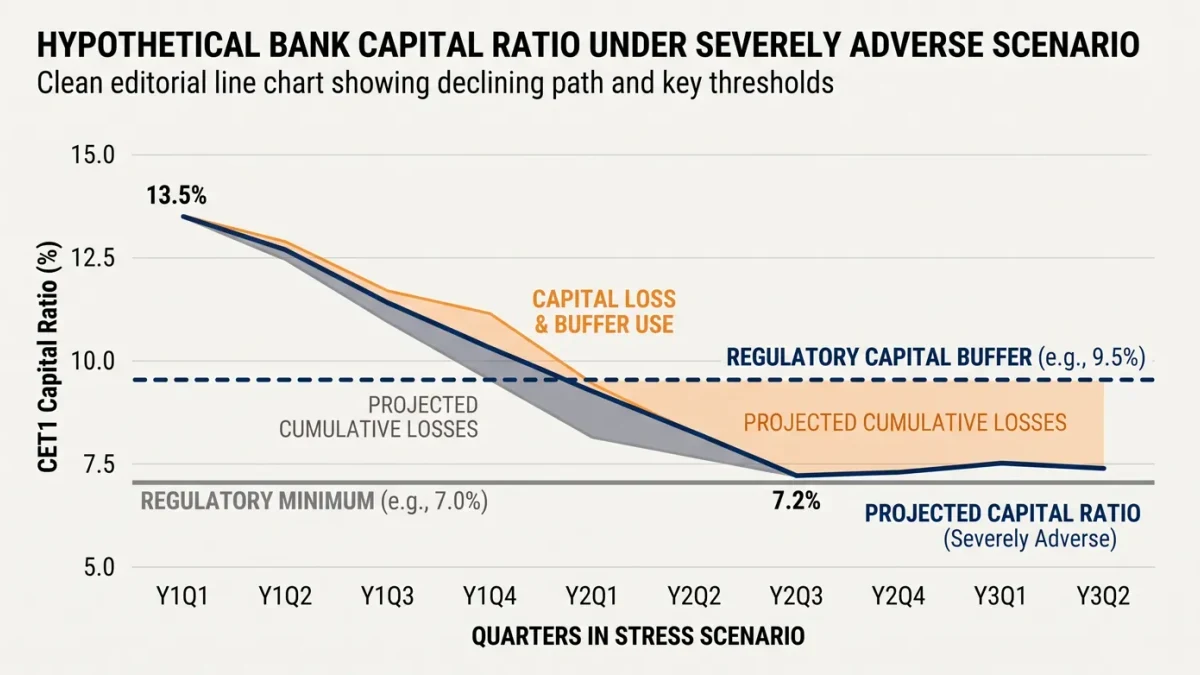 Infographic of projected bank capital under stress scenarios