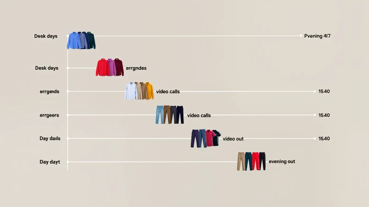 Infographic of a weekly calendar mapped against wardrobe categories