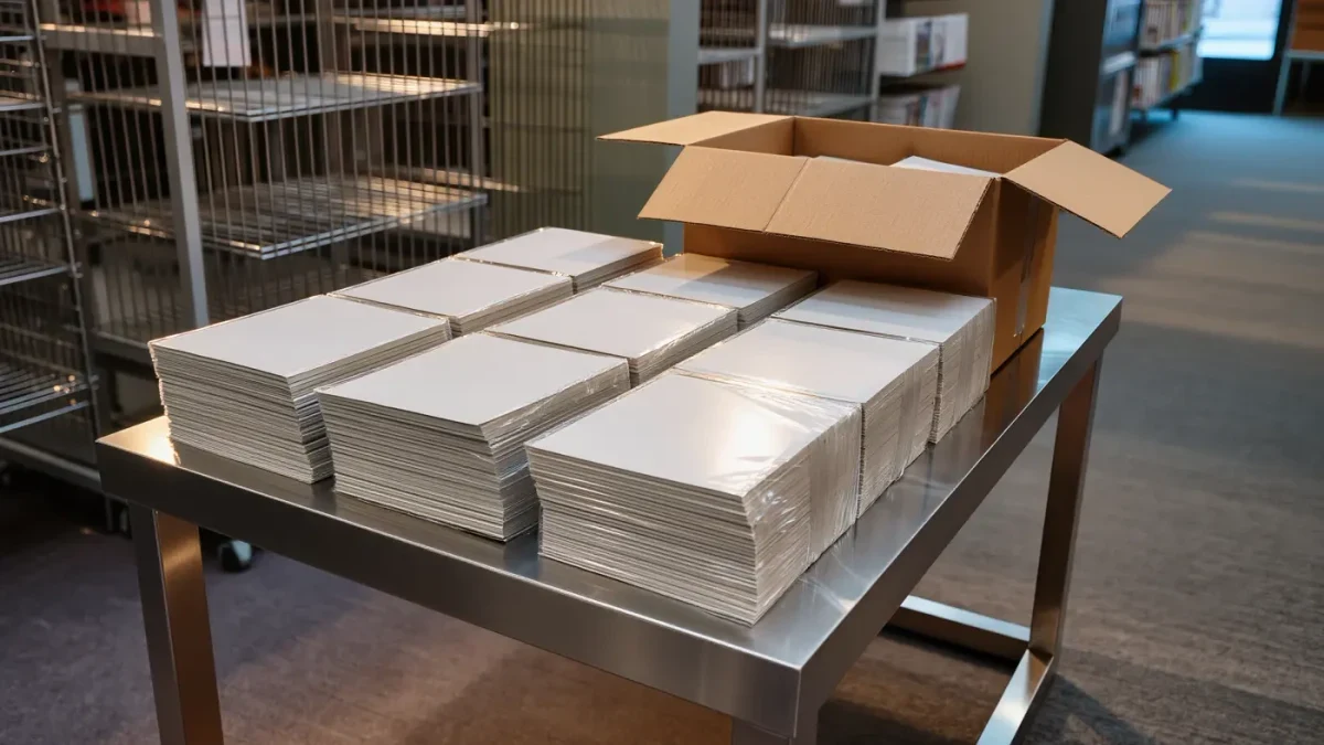 Comic shop display table with a fresh shipment of new number-one issues