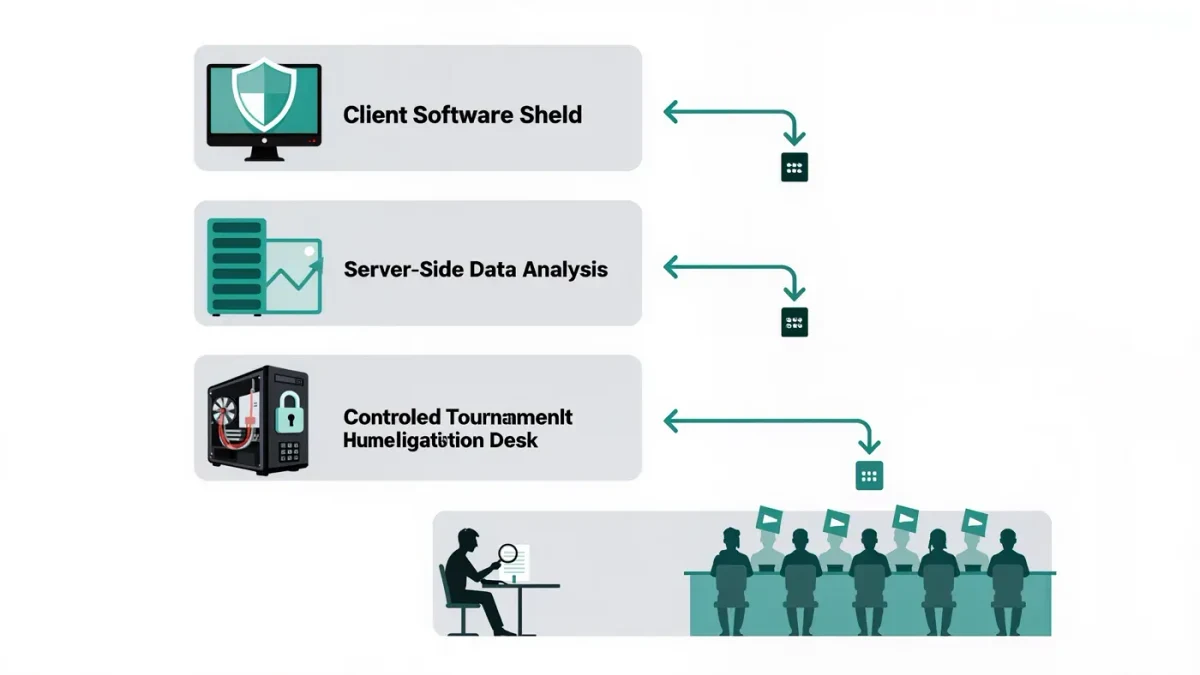 Infographic of four layered esports anticheat defenses