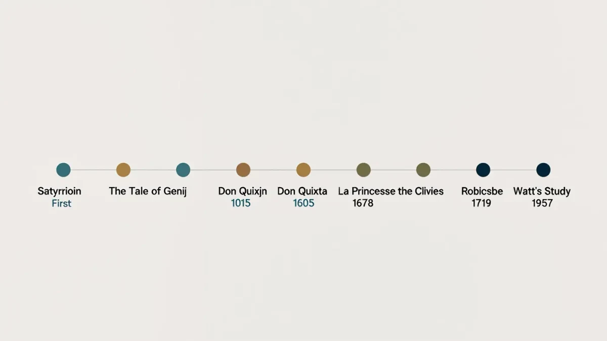 Timeline chart tracing contenders for the first novel across two millennia