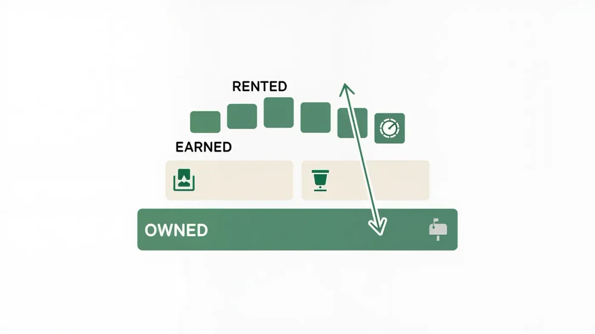 Infographic of owned, earned, and rented audience channels