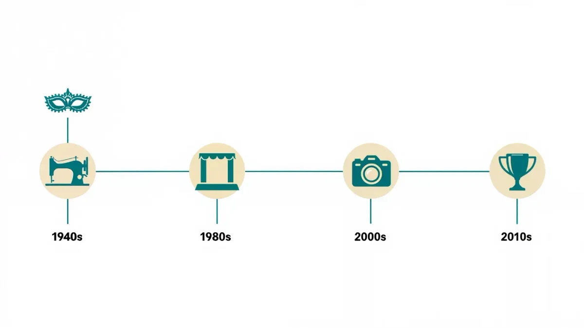 Infographic timeline of cosplay milestones from 1940 to 2020