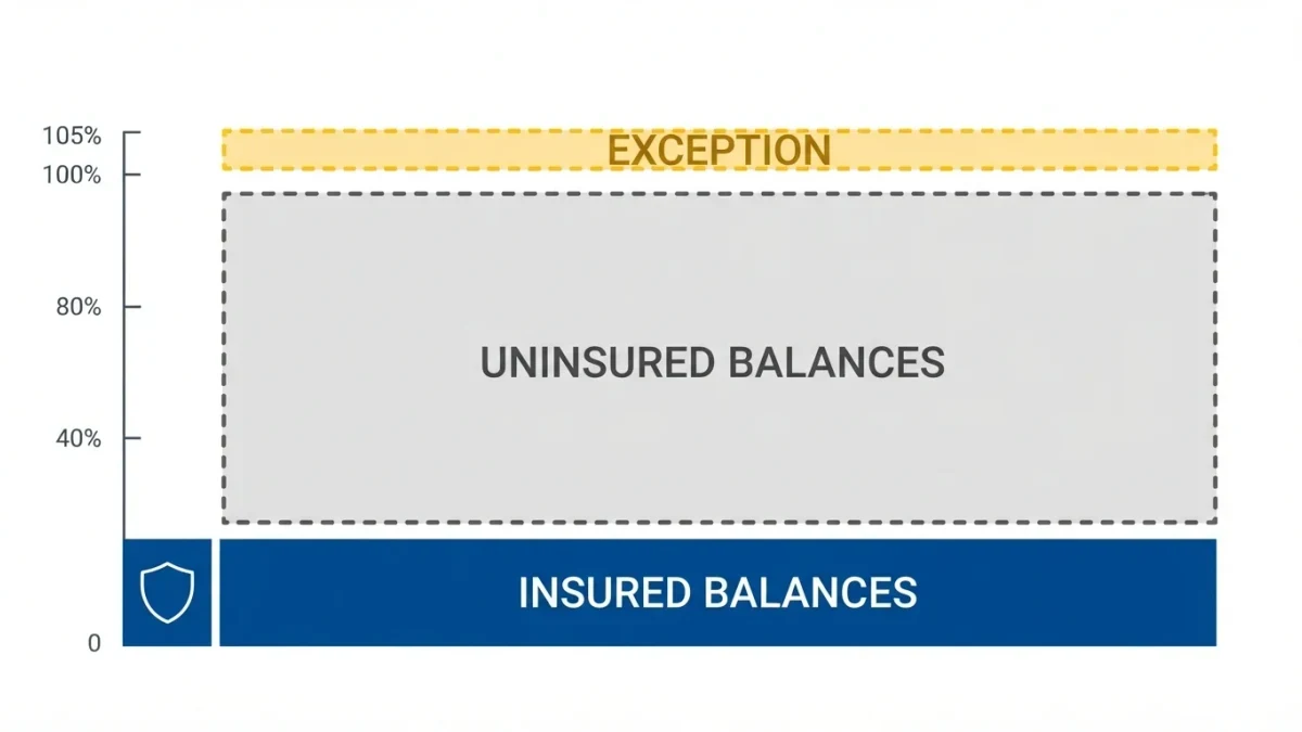 Infographic tiers of deposit coverage above a guaranteed floor