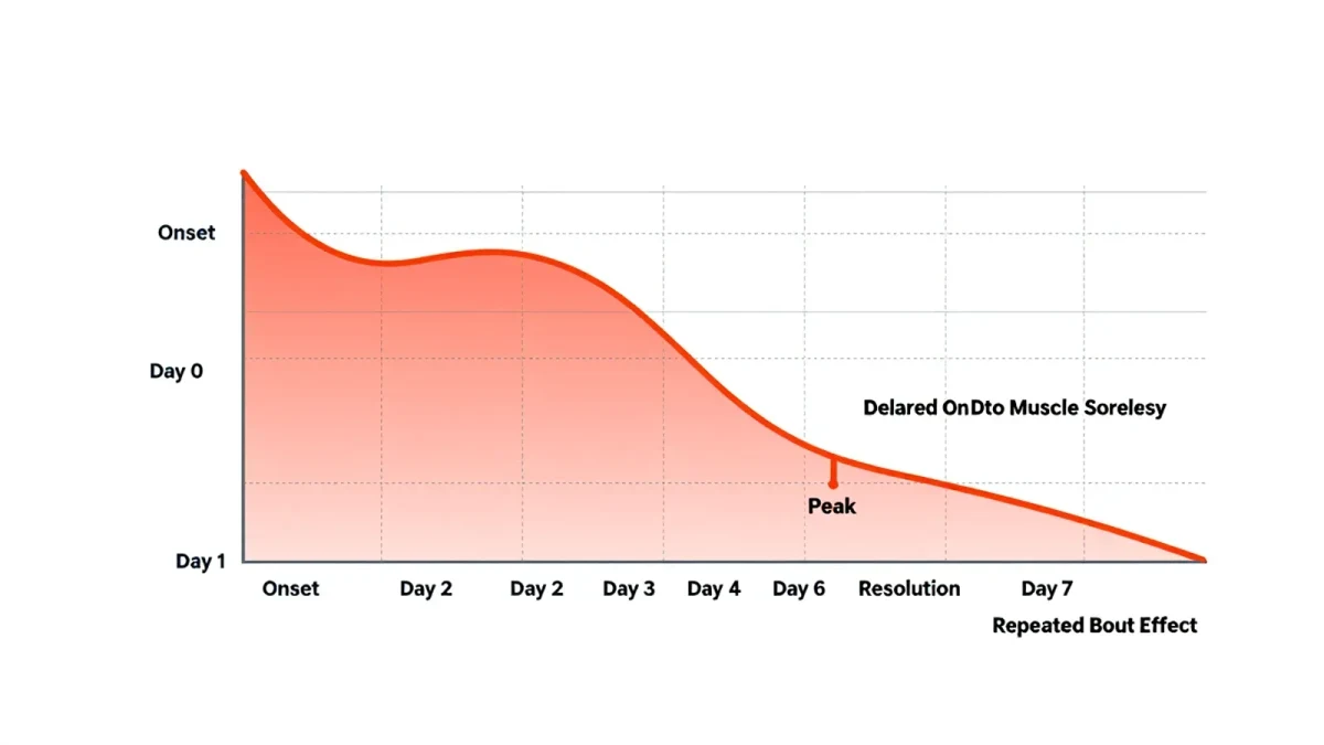 Chart of soreness timeline rising and falling across seven days