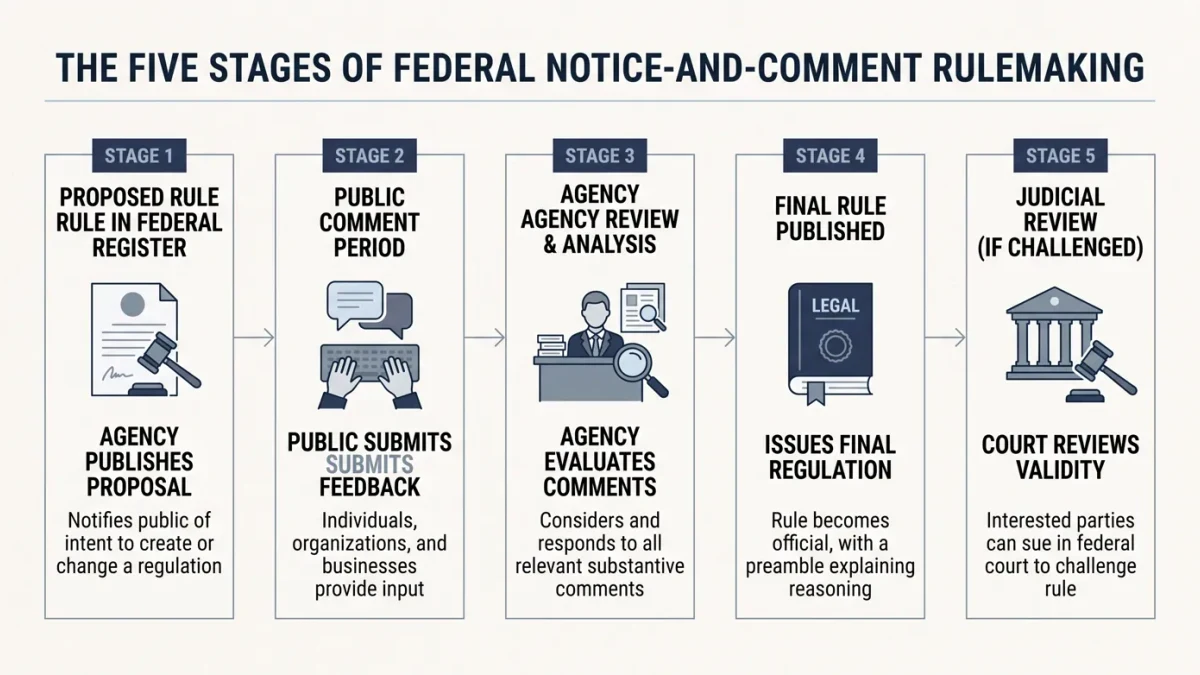 Flowchart of the notice-and-comment rulemaking process