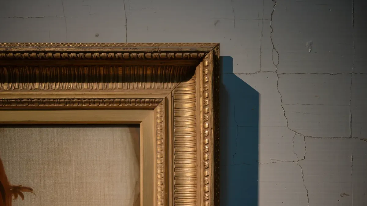 Close-up of an ornate Renaissance gold frame corner