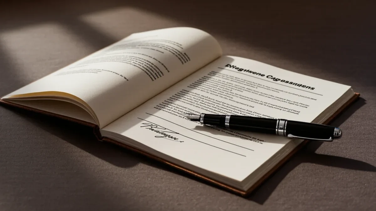 Endorsement contract pages with pen and highlighted clauses