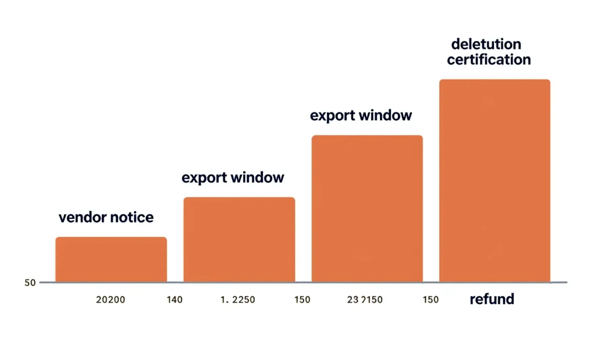 Infographic timeline of an edtech shutdown wind-down
