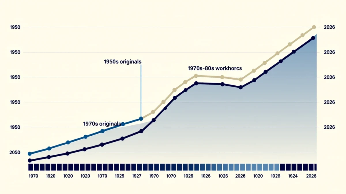 Infographic of vintage guitar value curves rising from 1950s to 2026