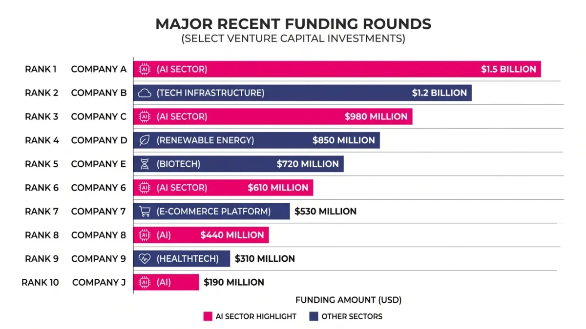 Ranked rounds chart led by two billion-dollar bars
