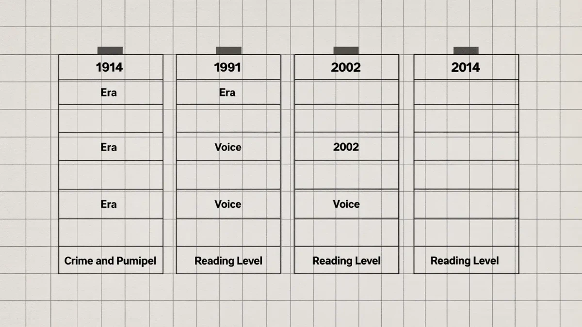 Infographic comparing four English translations across a century