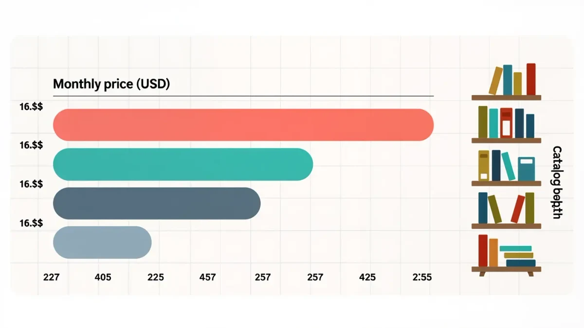 Infographic comparing ebook subscription prices and borrow limits