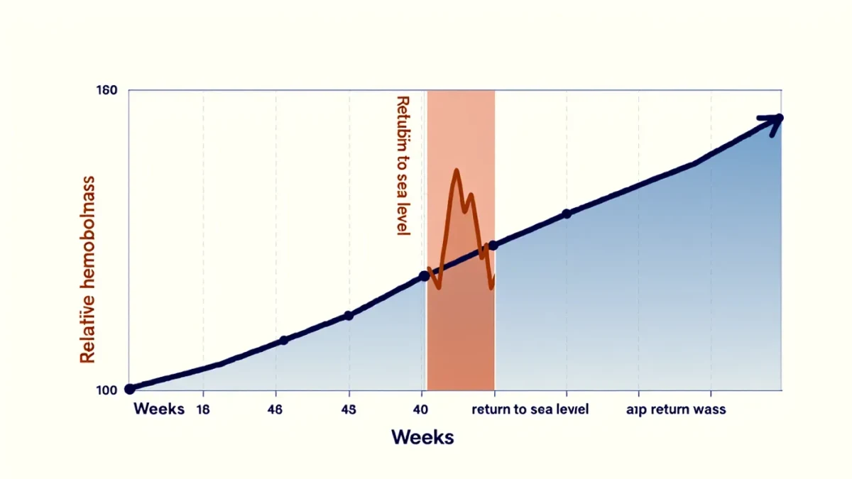 Infographic chart of hemoglobin changes across altitude training weeks