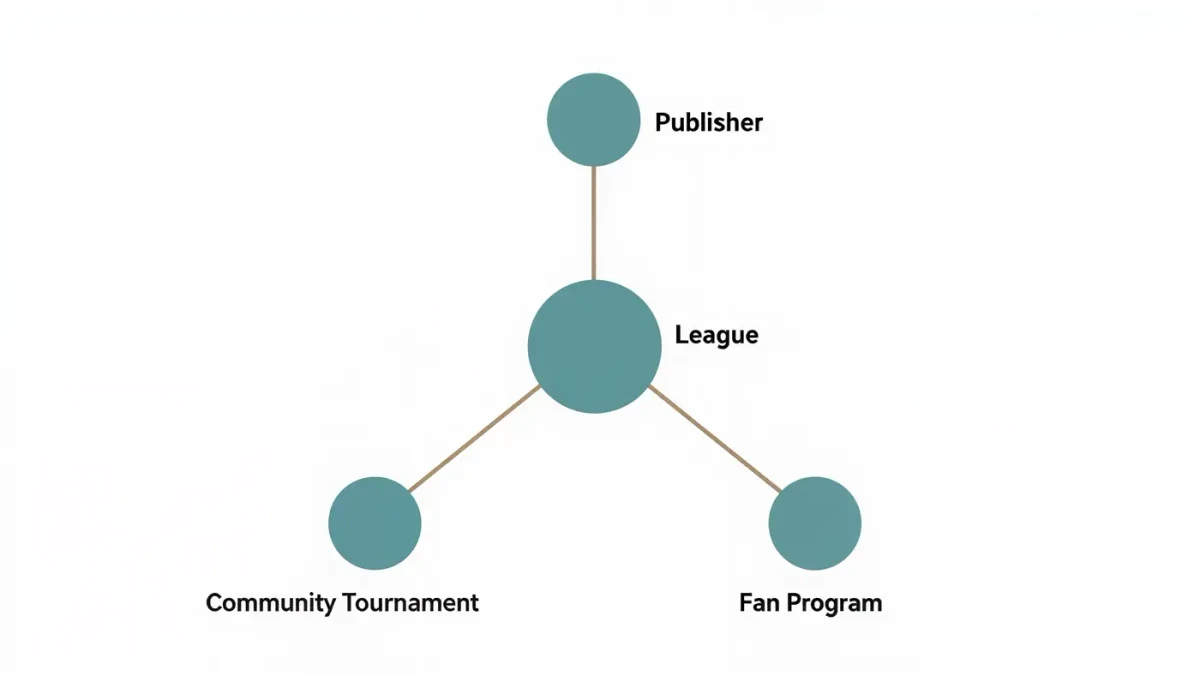 Diagram connecting publishers, leagues, and fan programs into one ecosystem