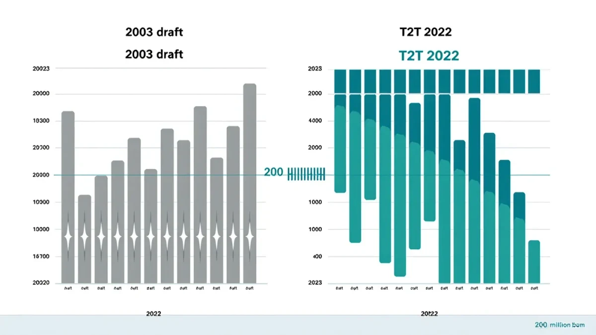 Diagram comparing 2003 draft genome with gapless T2T sequence