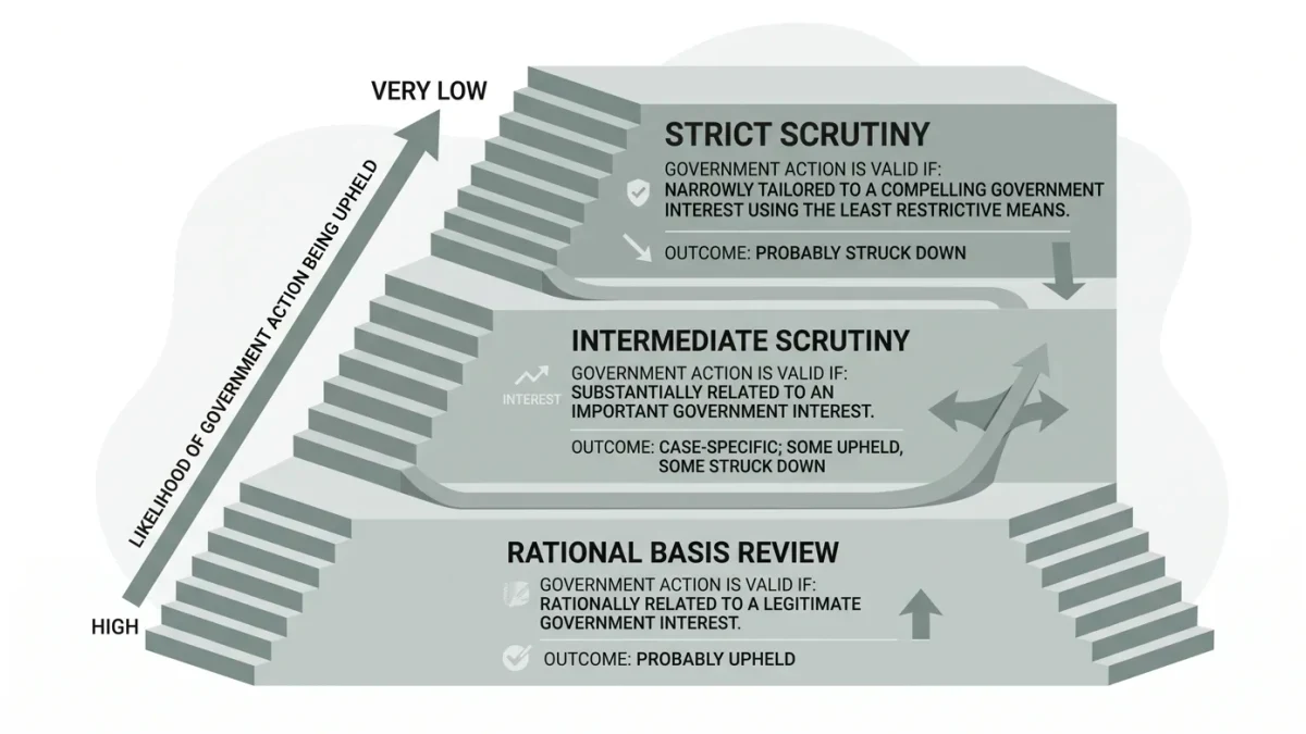 Three ascending review levels shown as a stacked staircase diagram