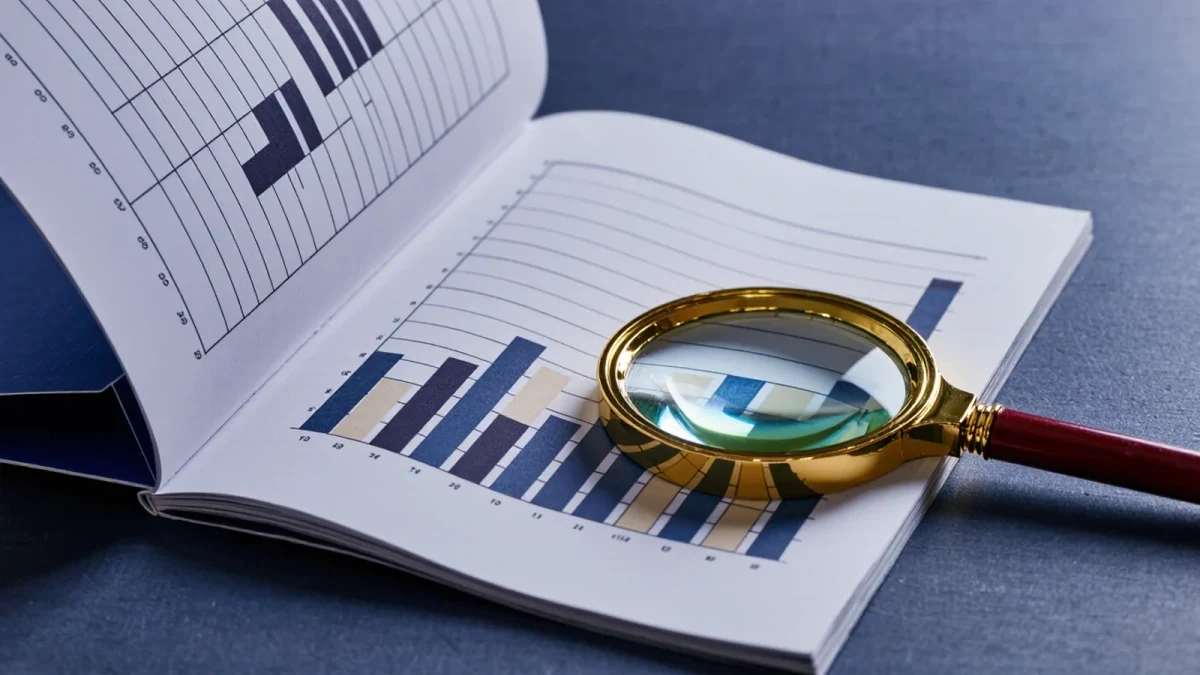 Close-up of a fund fee table page under magnification