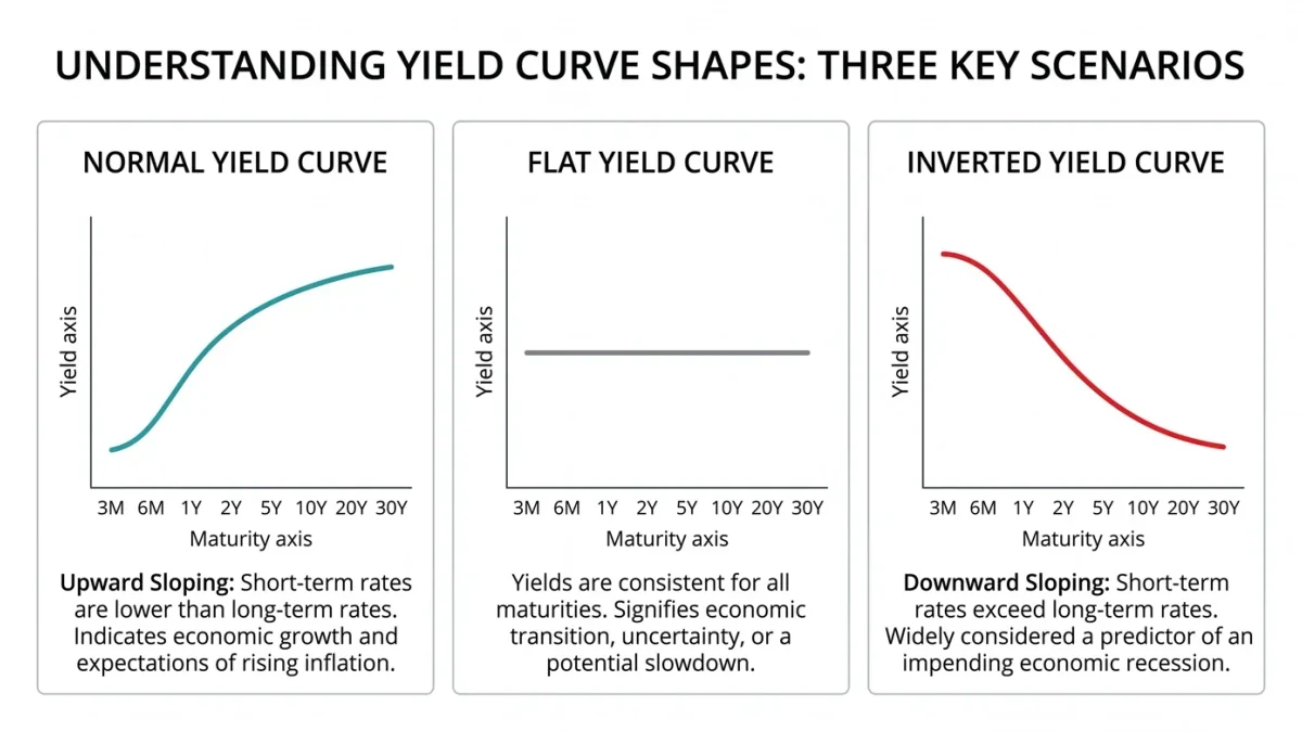 Chart of yield curve morphing from steep to inverted shape