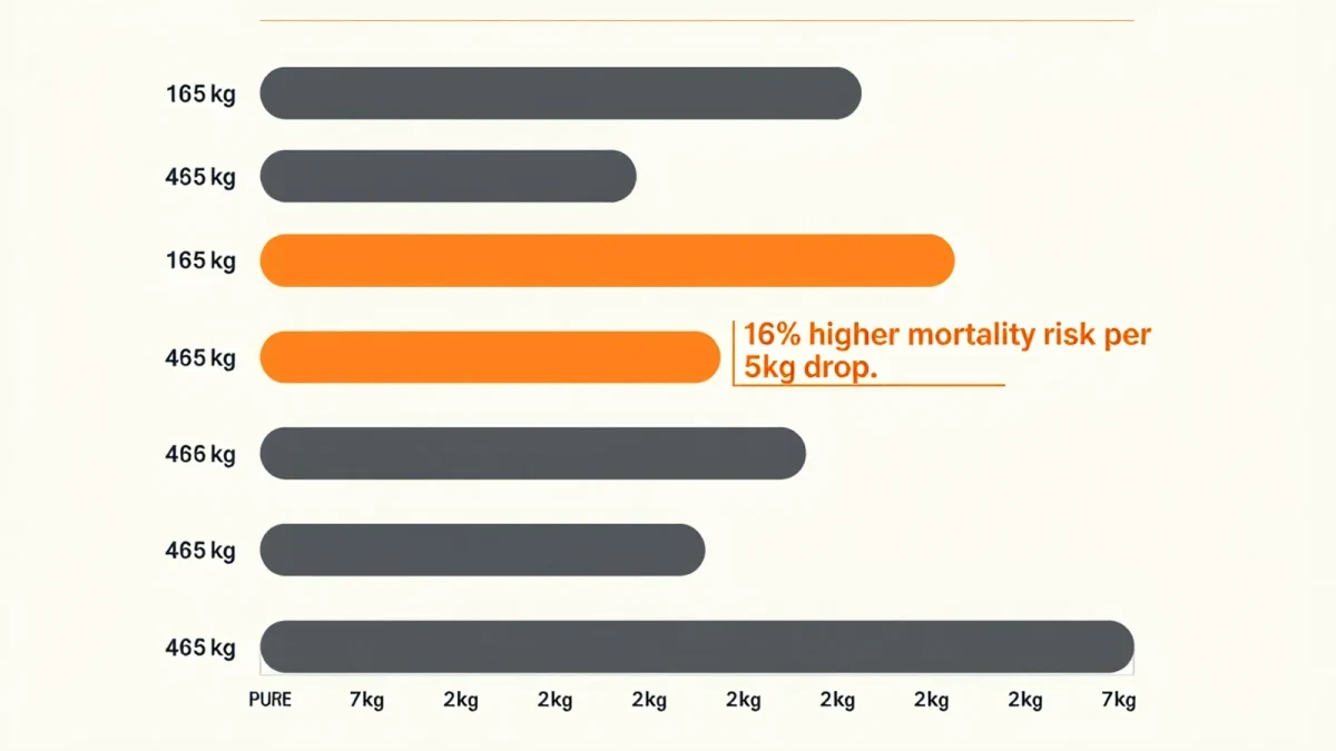 Infographic of grip strength averages and mortality risk per kilogram
