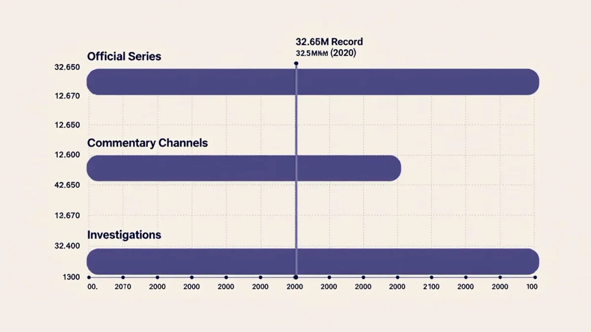 Infographic chart comparing view counts across three YouTube documentary tiers