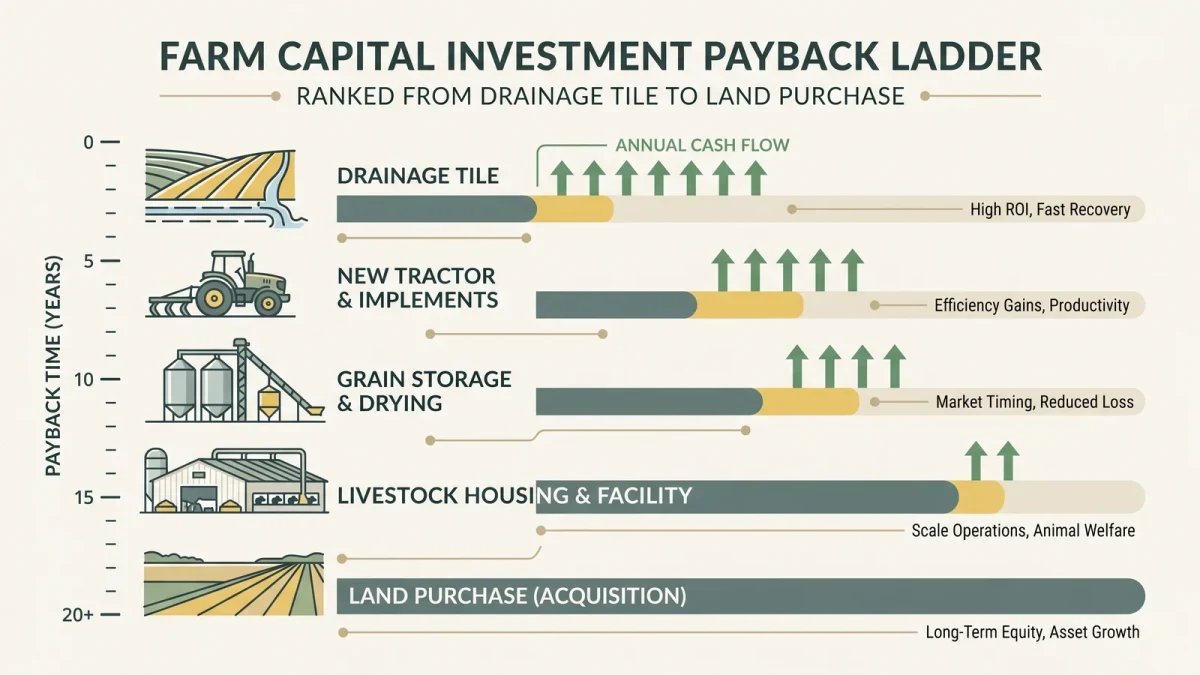 Infographic ranking farm capital projects by payback period