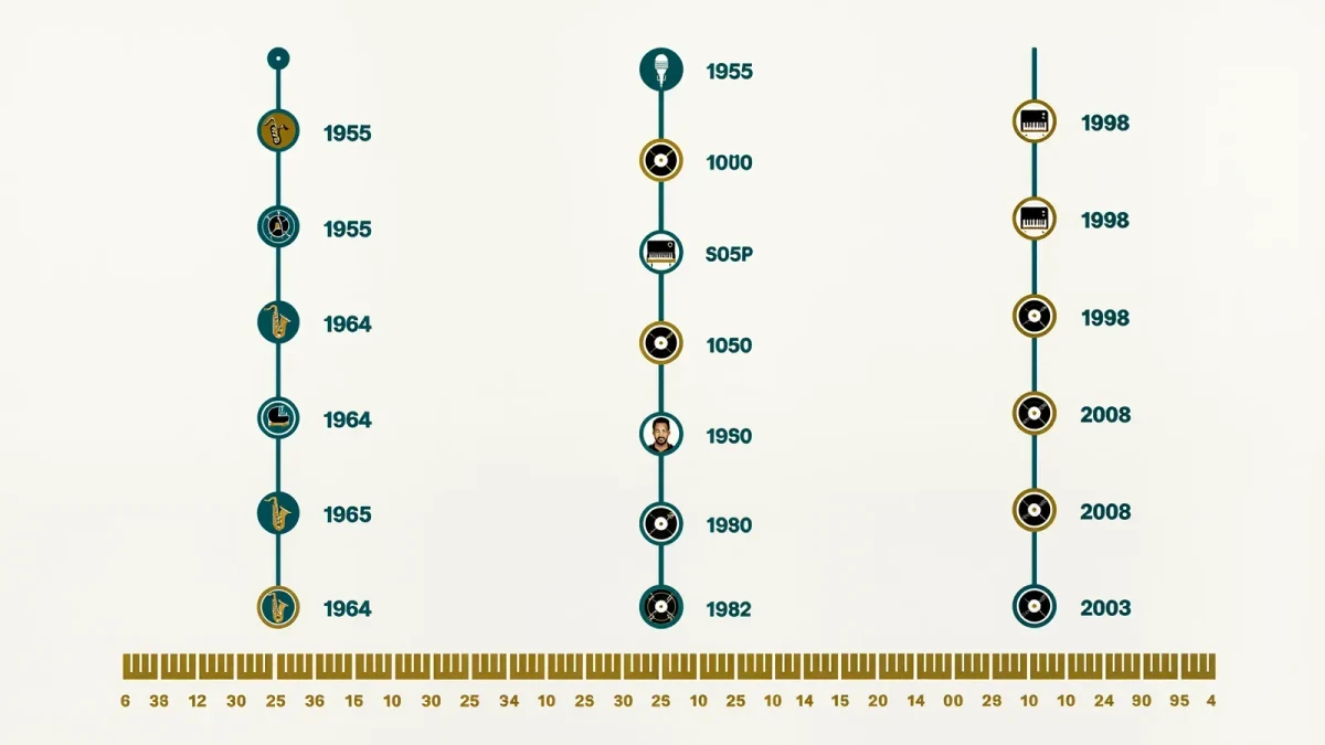 Infographic of three mentorship lineages in music