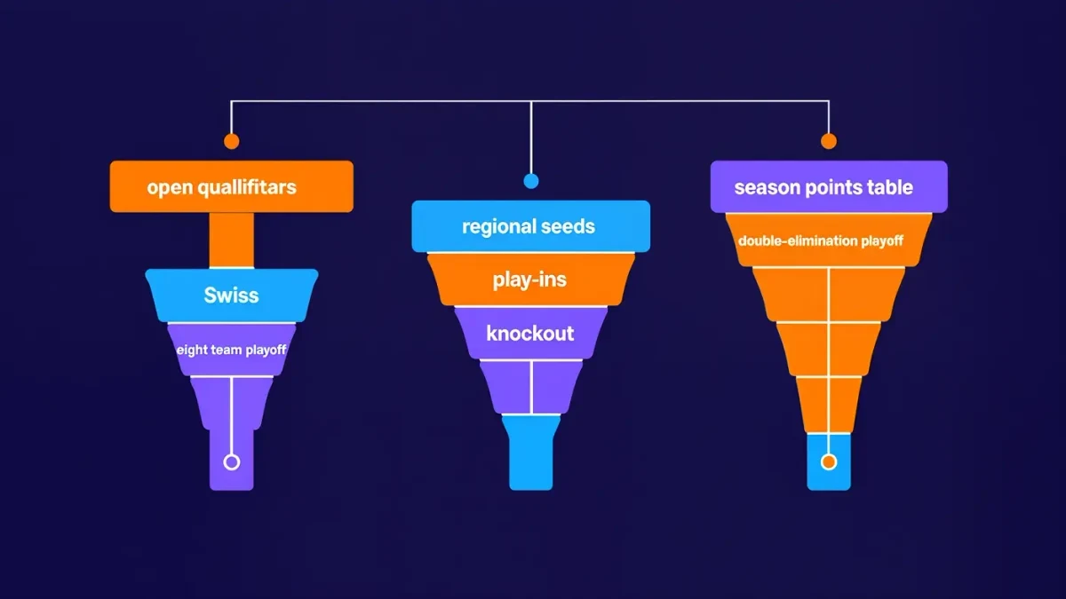 Infographic comparing three championship funnel formats side by side