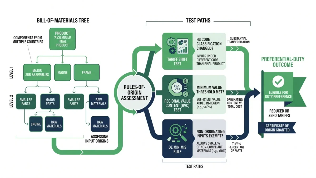Infographic of a bill of materials flowing into a qualification decision