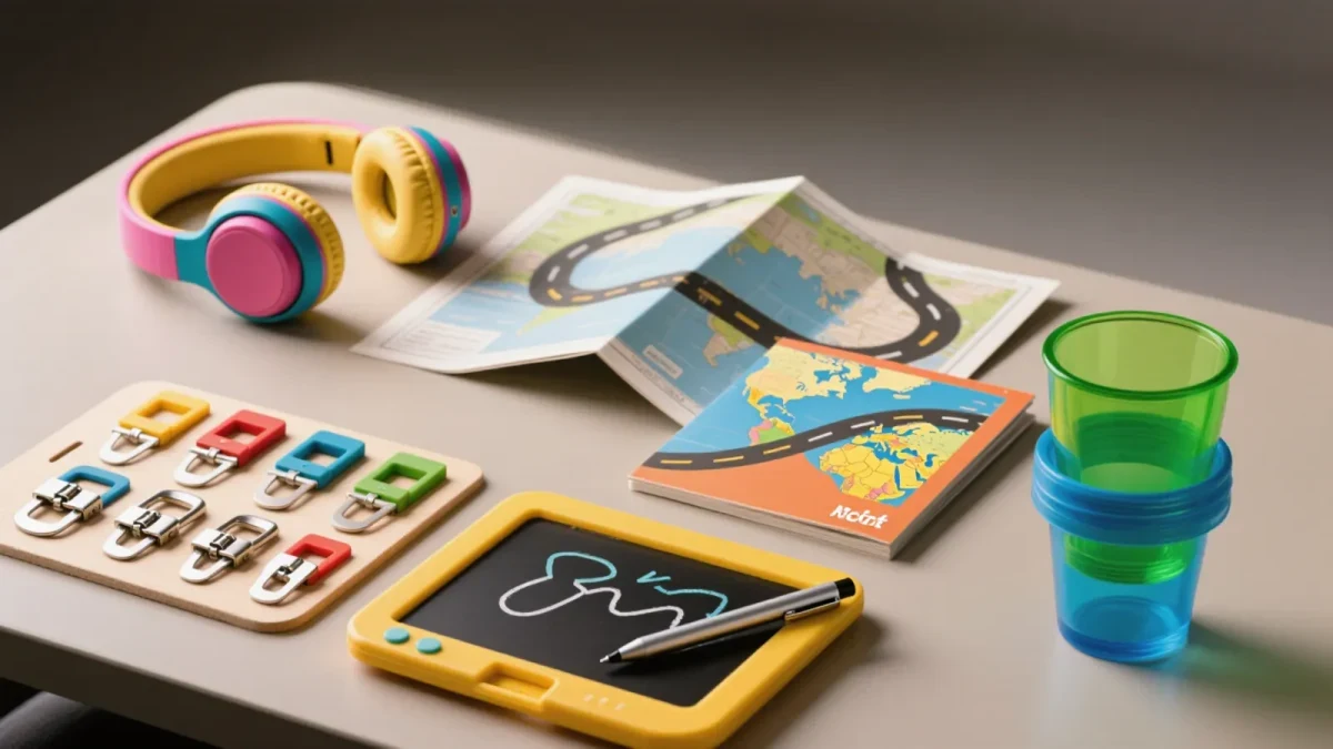 Backseat travel activity kit with toys and snacks