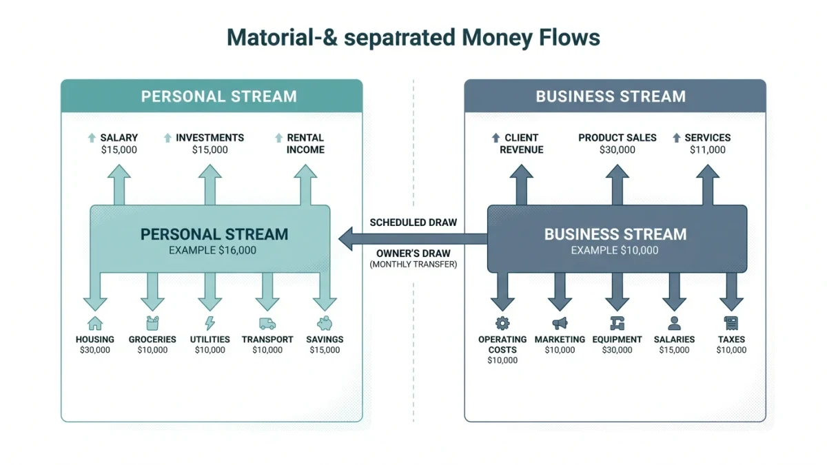 Infographic separating personal and business flows