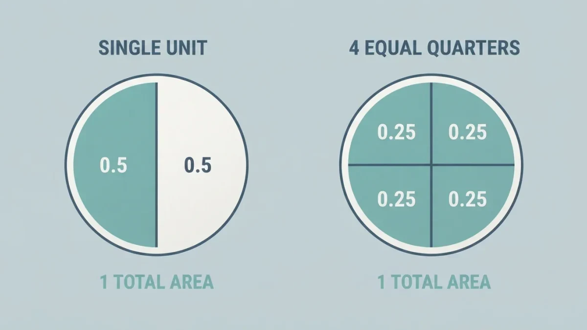 Infographic of one pie sliced into more equal pieces