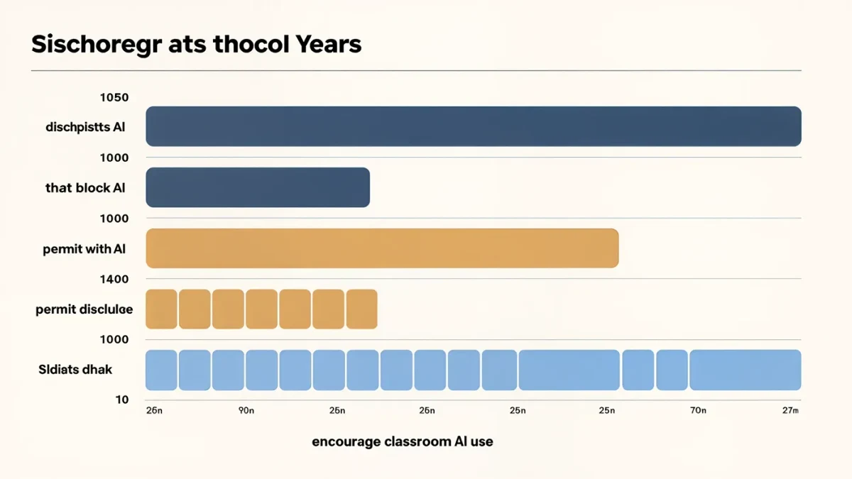 Editorial bar chart comparing school approaches to student AI use