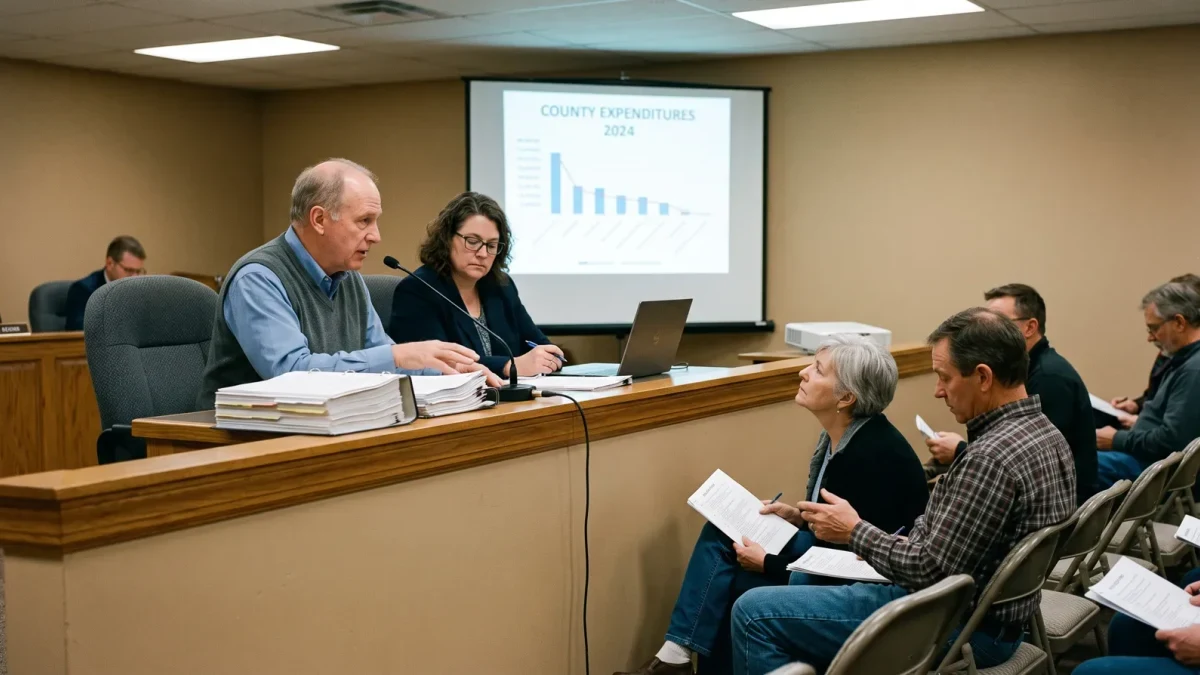 County budget officers reviewing mandated costs in a public hearing