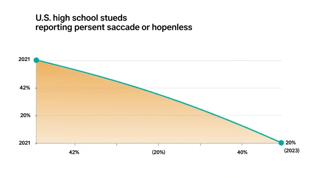 Chart infographic of teen persistent sadness rates over time