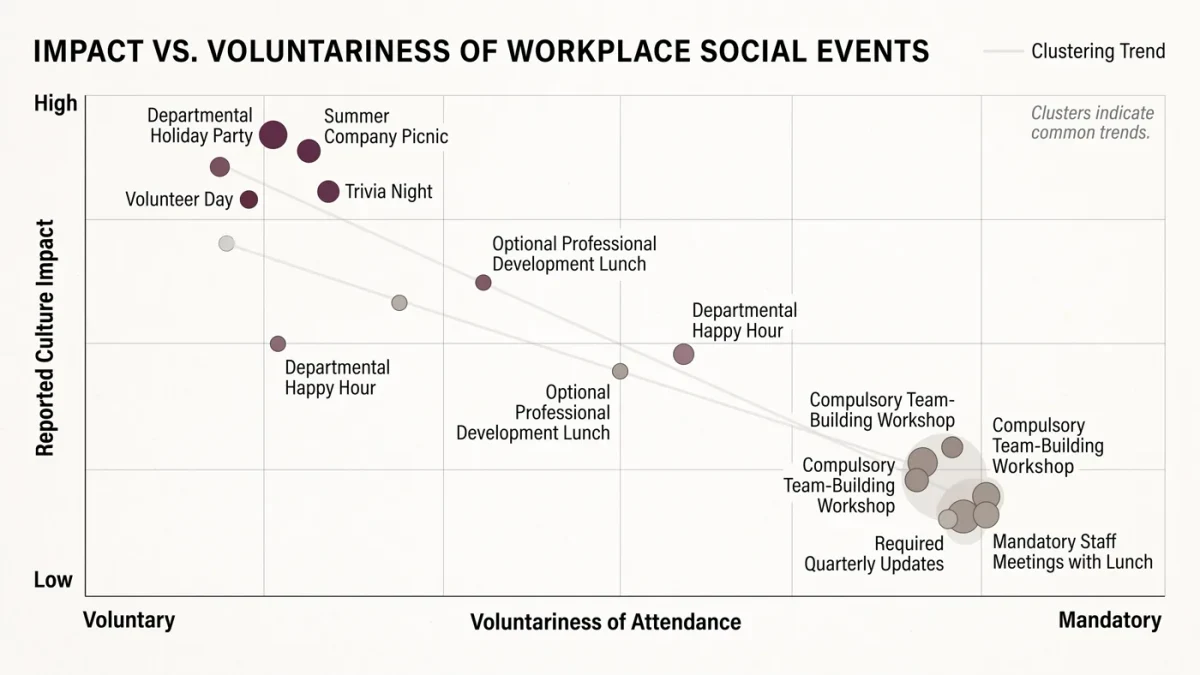 Chart of event types by voluntary attendance versus effectiveness