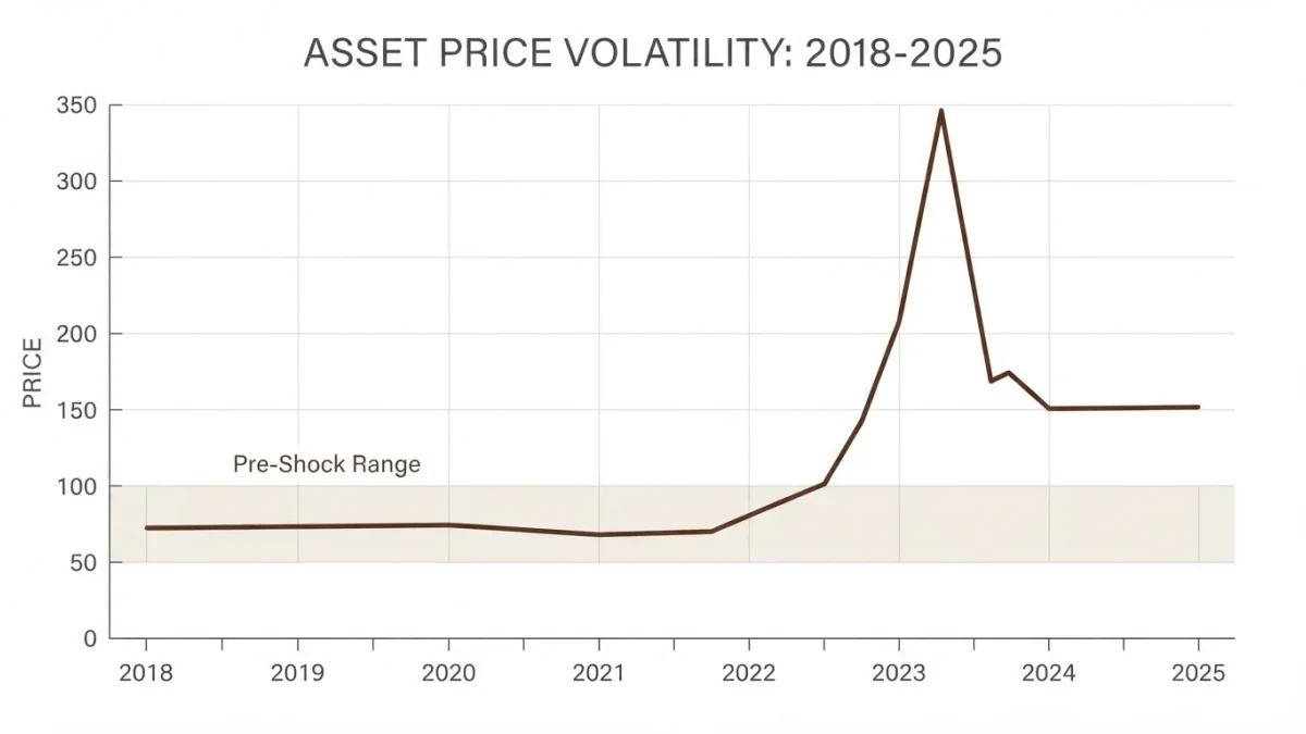 Infographic chart of cocoa futures price spike and collapse