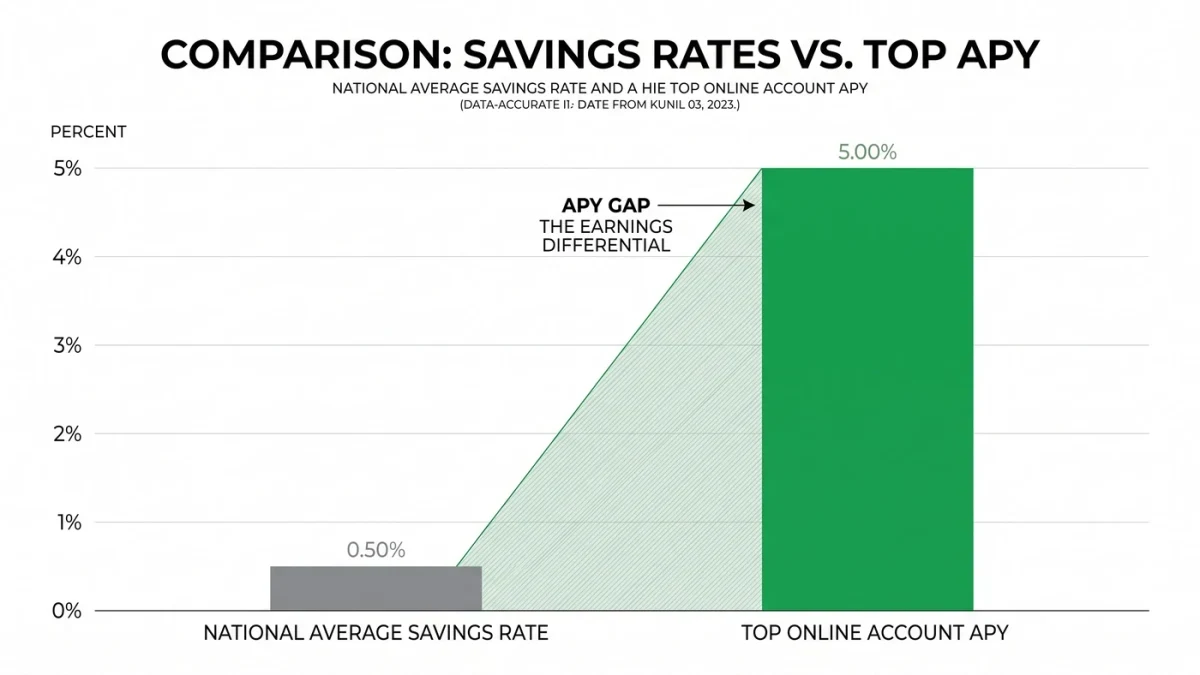 Bar chart comparing average and top savings account rates