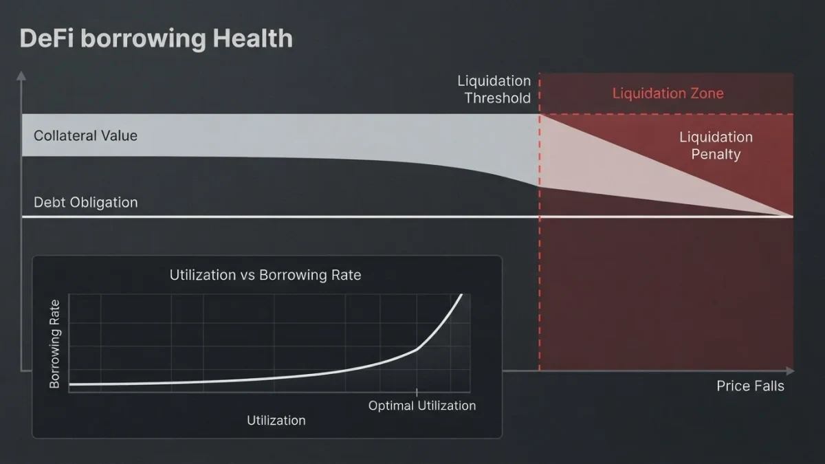 Infographic of collateral buffer shrinking toward liquidation threshold